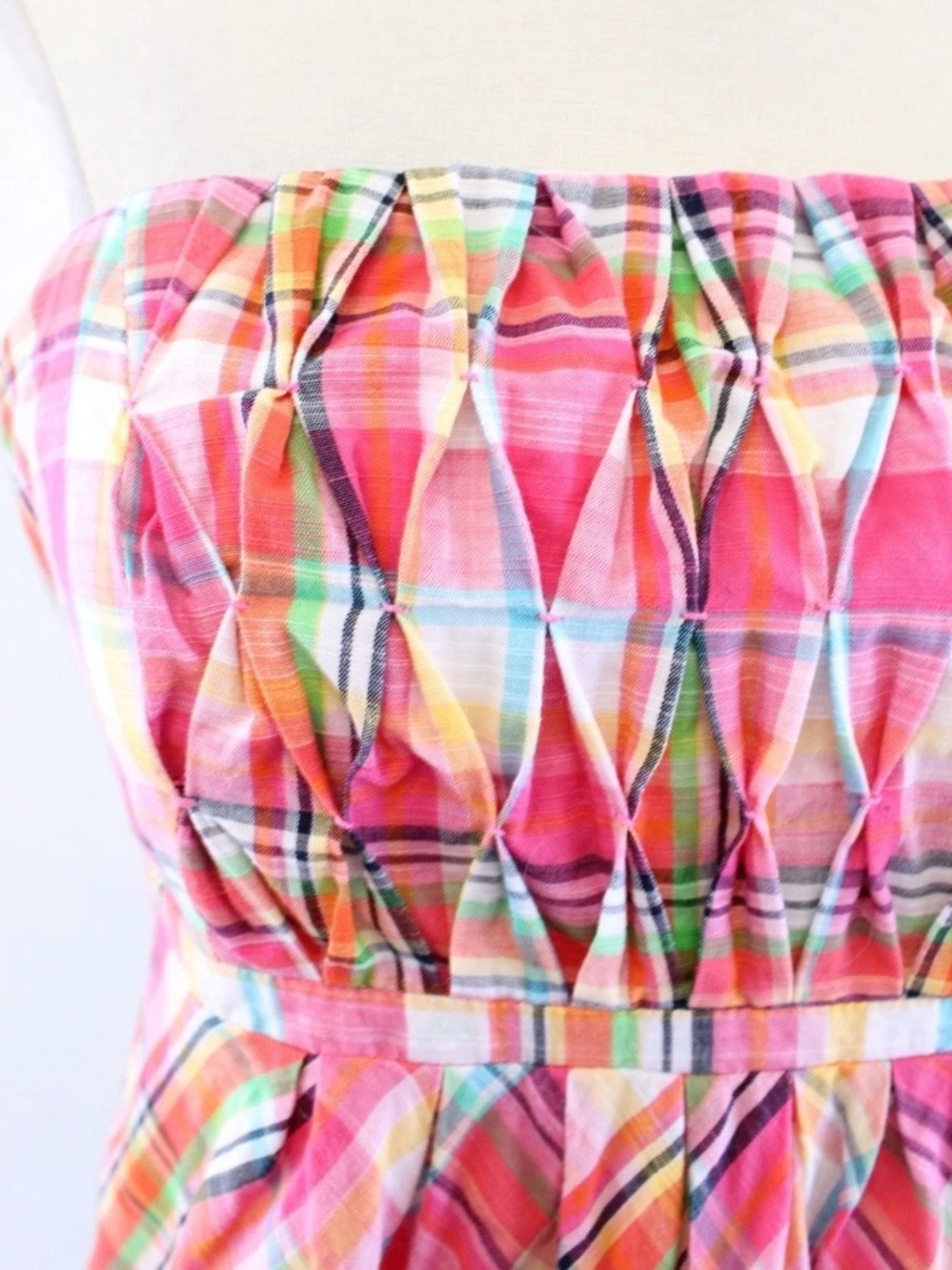 Lilly Pulitzer Vintage Strapless Pink Colorful Multi Color Plaid Dress! Size 6! - Picture 3 of 7